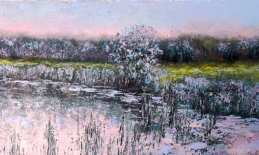 Painting titled "Розовый вечер" by Svetlana Dushina, Original Artwork, Oil