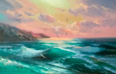 "Coastal Serenity at…" başlıklı Tablo Yerkezhan Kamentayeva tarafından, Orijinal sanat, Petrol