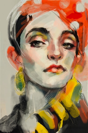Digital Arts titled "Portrait of a young…" by Anastasia Kurasova, Original Artwork, Digital Painting