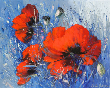 Peinture intitulée "Wild Poppies Serena…" par Marietta Martirosyan, Œuvre d'art originale, Huile Monté sur Châssis en bois