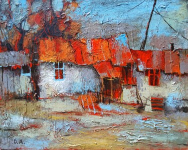 Painting titled "Rustic Harmony" by Davit Arstamyan, Original Artwork, Oil Mounted on Wood Stretcher frame