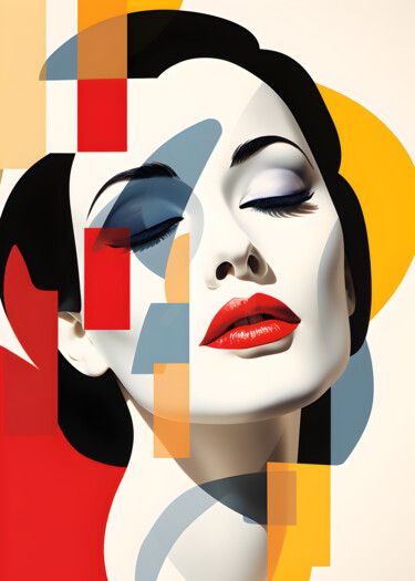 Digital Arts titled "ABSTRACT FACE WOMAN…" by Uillian Rius, Original Artwork, AI generated image