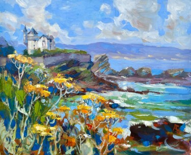 Malerei mit dem Titel "Paysage Pays Basque…" von Elena Recondo, Original-Kunstwerk, Öl Auf Keilrahmen aus Holz montiert