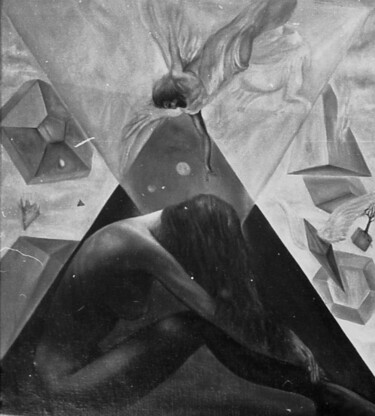 Painting titled "Геометрия" by Valerii Semenikhin, Original Artwork, Oil Mounted on Wood Stretcher frame