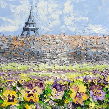Pittura intitolato "Paris Eiffel Tower…" da Marina Fisher, Opera d'arte originale, Olio