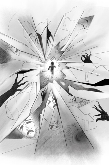 Painting titled "Broken Mirror Reborn" by Yinel Chong Pit, Original Artwork, Digital Painting