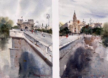 "Serrans Bridge View…" başlıklı Tablo Eugenia Gorbacheva tarafından, Orijinal sanat, Suluboya