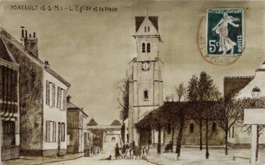 "Vieille carte posta…" başlıklı Resim Patrick Casado tarafından, Orijinal sanat, Mürekkep