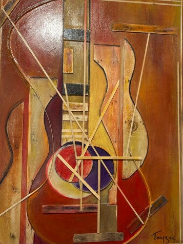 Painting titled "Vibrations boisées" by Tanjzac, Original Artwork, Acrylic Mounted on Wood Panel