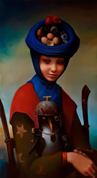 Ζωγραφική με τίτλο "Serene Girl with My…" από Yerkezhan Kamentayeva, Αυθεντικά έργα τέχνης, Ακρυλικό