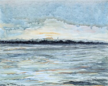 Peinture intitulée "Estuaire hiver" par Mulhode, Œuvre d'art originale, Acrylique Monté sur Carton