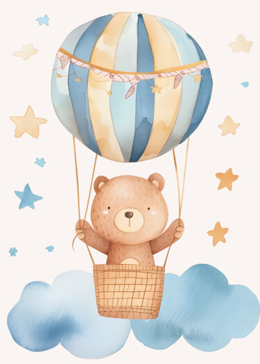 Artes digitais intitulada "Cute Bear in Hot Ai…" por Chun Yu Guan, Obras de arte originais, Imagem gerada por IA Montado em…