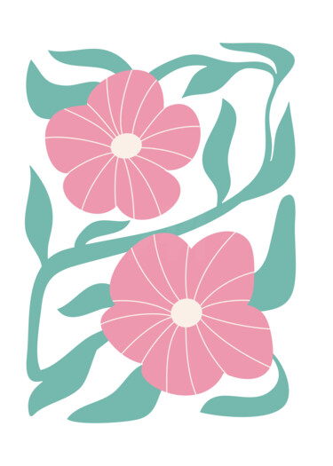 "Pink Flower Abstrac…" başlıklı Dijital Sanat 春宇 关 tarafından, Orijinal sanat, AI tarafından oluşturulan görüntü Ahşap panel…