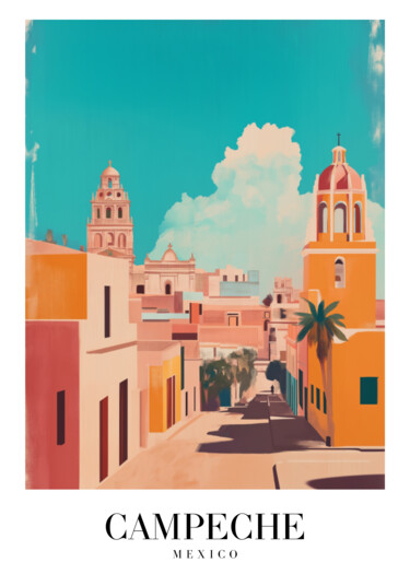 "Campeche: Colorful…" başlıklı Dijital Sanat 春宇 关 tarafından, Orijinal sanat, AI tarafından oluşturulan görüntü Ahşap panel…
