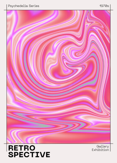 Digital Arts titled "Retro Psychedelic P…" by Chun Yu Guan, Original Artwork, AI generated image Mounted on Wood Panel