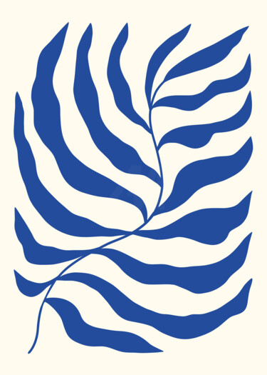 Arts numériques intitulée "Blue Leaf Abstract…" par Chun Yu Guan, Œuvre d'art originale, Image générée par l'IA Monté sur Pa…