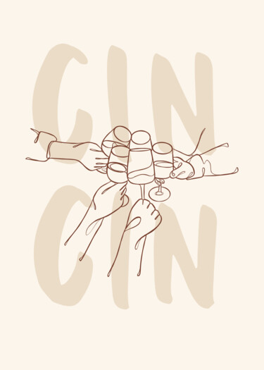 Arts numériques intitulée "Cheers! Wine Glasse…" par Chun Yu Guan, Œuvre d'art originale, Image générée par l'IA Monté sur P…