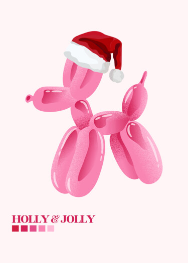 Artes digitais intitulada "Pink Balloon Dog in…" por Chun Yu Guan, Obras de arte originais, Imagem gerada por IA Montado em…