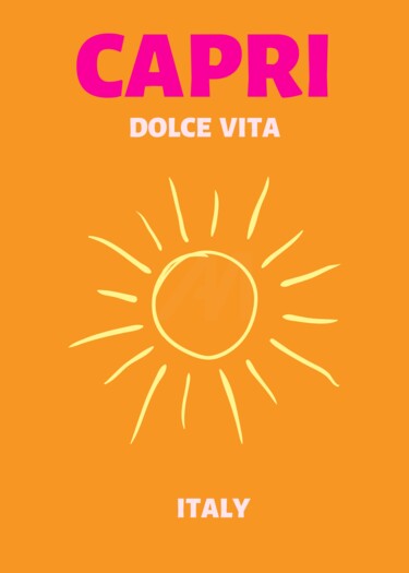 "Capri Dolce Vita: I…" başlıklı Dijital Sanat 春宇 关 tarafından, Orijinal sanat, AI tarafından oluşturulan görüntü Ahşap panel…