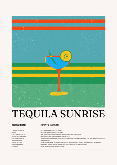 Digital Arts με τίτλο "Tequila Sunrise Coc…" από 春宇 关, Αυθεντικά έργα τέχνης, Εικόνα που δημιουργήθηκε με AI Τοποθετήθηκε στ…