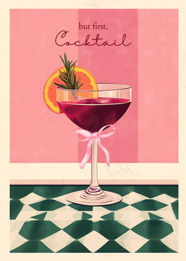 Digital Arts titled "Cocktail Artwork: B…" by Chun Yu Guan, Original Artwork, AI generated image Mounted on Wood Panel