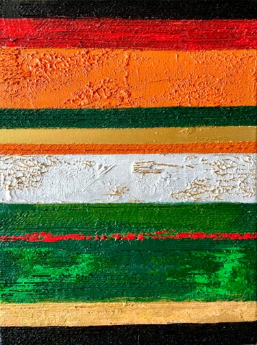 Painting titled "Horizontal abstract…" by Samiya Rani, Original Artwork, Acrylic Mounted on Wood Stretcher frame