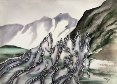 Painting titled "The conquerors of t…" by Nadia Khovaeva, Original Artwork, Watercolor