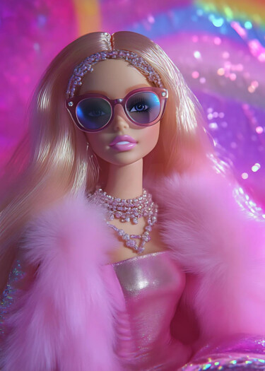 数字艺术 标题为“Glamorous Barbie Fa…” 由春宇 关, 原创艺术品, AI生成的图像 安装在木板上