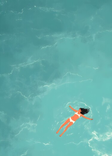 "Woman Floating on T…" başlıklı Dijital Sanat 春宇 关 tarafından, Orijinal sanat, AI tarafından oluşturulan görüntü Ahşap panel…