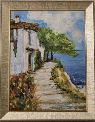 Painting titled "South Italy" by Irada Neymatova, Original Artwork, Acrylic Mounted on Wood Stretcher frame