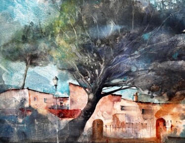 Pittura intitolato "Old Town #3" da Katja Vollmer, Opera d'arte originale, Acquarello