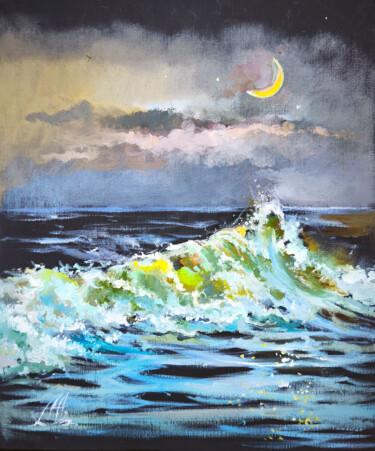 "Velvet Night" başlıklı Tablo Annet Loginova tarafından, Orijinal sanat, Petrol Karton üzerine monte edilmiş