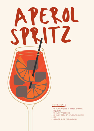 Digital Arts titled "Aperol Spritz: Summ…" by Chun Yu Guan, Original Artwork, AI generated image Mounted on Wood Panel