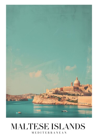 Digital Arts titled "Maltese Islands Med…" by Chun Yu Guan, Original Artwork, AI generated image Mounted on Wood Panel