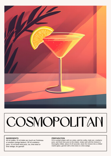 "Cosmopolitan Cockta…" başlıklı Dijital Sanat 春宇 关 tarafından, Orijinal sanat, AI tarafından oluşturulan görüntü Ahşap panel…