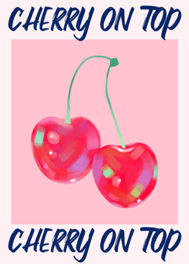 Digital Arts titled "Cherry on Top: Swee…" by Chun Yu Guan, Original Artwork, AI generated image Mounted on Wood Panel