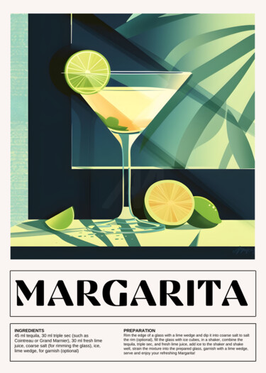 Digital Arts titled "Summer Margarita Ar…" by Chun Yu Guan, Original Artwork, AI generated image Mounted on Wood Panel