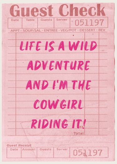 Arts numériques intitulée "Cowgirl Riding Life…" par Chun Yu Guan, Œuvre d'art originale, Image générée par l'IA Monté sur P…