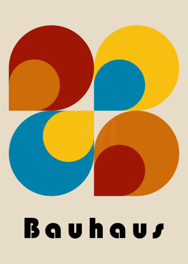 Digital Arts titled "Bauhaus Mid-Century…" by Chun Yu Guan, Original Artwork, AI generated image Mounted on Wood Panel