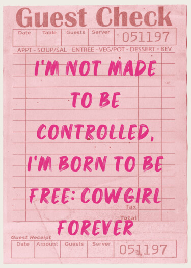 Digital Arts titled "Cowgirl: Free Forev…" by Chun Yu Guan, Original Artwork, AI generated image Mounted on Wood Panel