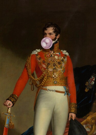 "Bubblegum General:…" başlıklı Dijital Sanat 春宇 关 tarafından, Orijinal sanat, AI tarafından oluşturulan görüntü Ahşap panel…