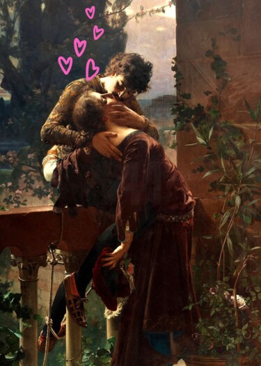 Arts numériques intitulée "Romantic Couple's S…" par Chun Yu Guan, Œuvre d'art originale, Image générée par l'IA Monté sur P…