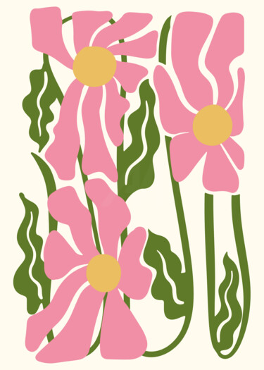 Digital Arts titled "Pink Flower Abstrac…" by Chun Yu Guan, Original Artwork, AI generated image Mounted on Wood Panel