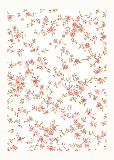 Digital Arts titled "Pink Floral Print:…" by Chun Yu Guan, Original Artwork, AI generated image Mounted on Wood Panel