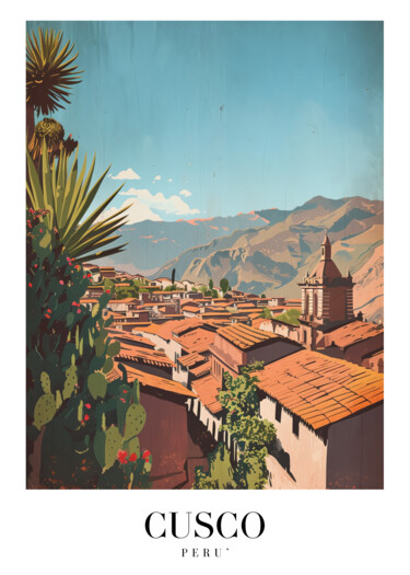 Arts numériques intitulée "Cusco Peru Landscap…" par Chun Yu Guan, Œuvre d'art originale, Image générée par l'IA Monté sur P…
