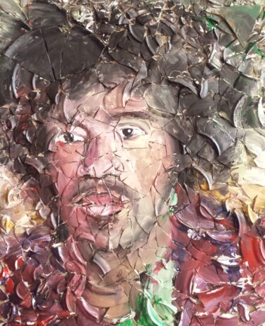 Painting titled "Un mito del passato…" by Sebastian Sa, Original Artwork, Oil Mounted on Wood Panel