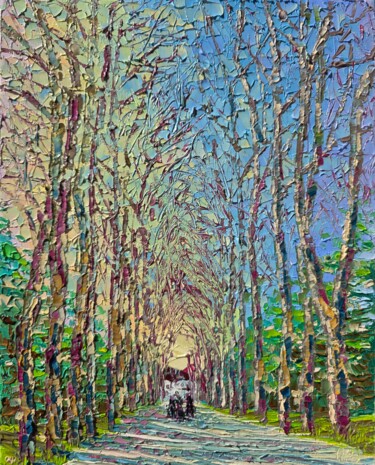 "Huge plane trees in…" başlıklı Tablo Сергей Гонтаровский (Serhii Hontarovskyi) tarafından, Orijinal sanat, Petrol Ahşap Sed…