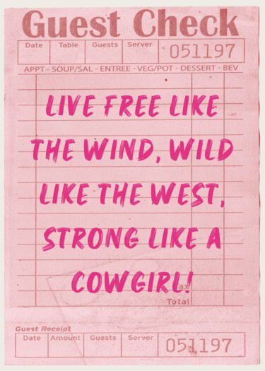Digital Arts με τίτλο "Cowgirl Quote on Vi…" από 春宇 关, Αυθεντικά έργα τέχνης, Εικόνα που δημιουργήθηκε με AI Τοποθετήθηκε στ…