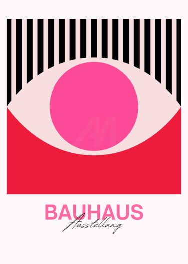 "Bauhaus Pink Eye Ge…" başlıklı Dijital Sanat 春宇 关 tarafından, Orijinal sanat, AI tarafından oluşturulan görüntü Ahşap panel…