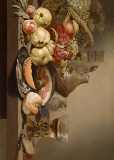 Digital Arts titled "Classic Still Life…" by Chun Yu Guan, Original Artwork, AI generated image Mounted on Wood Panel